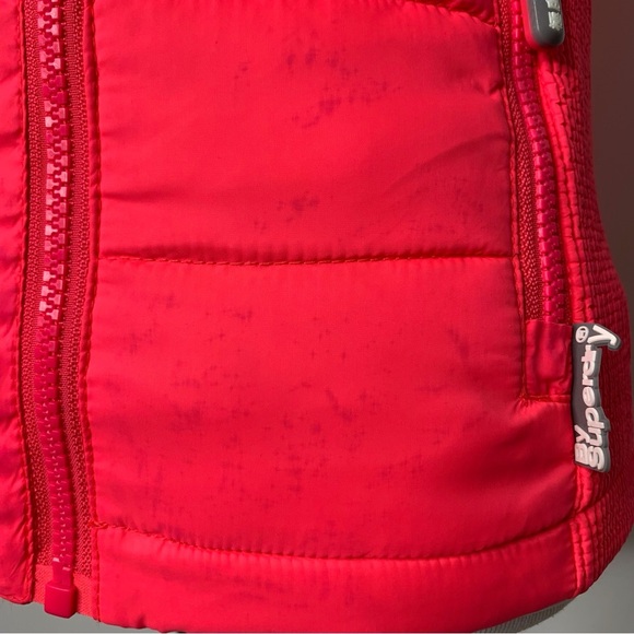 Superdry The Original Fuji Jacket Women's Pink Red Hooded Vest Size Small - Picture 10 of 16